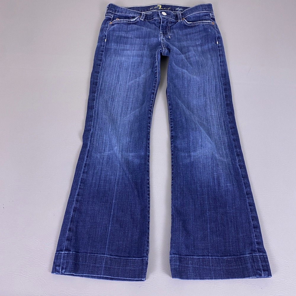7 For All Mankind Dojo Jeans Women's  Size 28 Blue Dark Wash Flare Wide Leg
